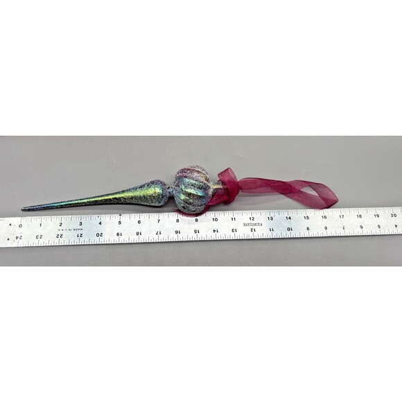 Shatterproof Finial Christmas Ornaments Glitter Iridescent Plastic Icicle 12" - Picture 9 of 10
